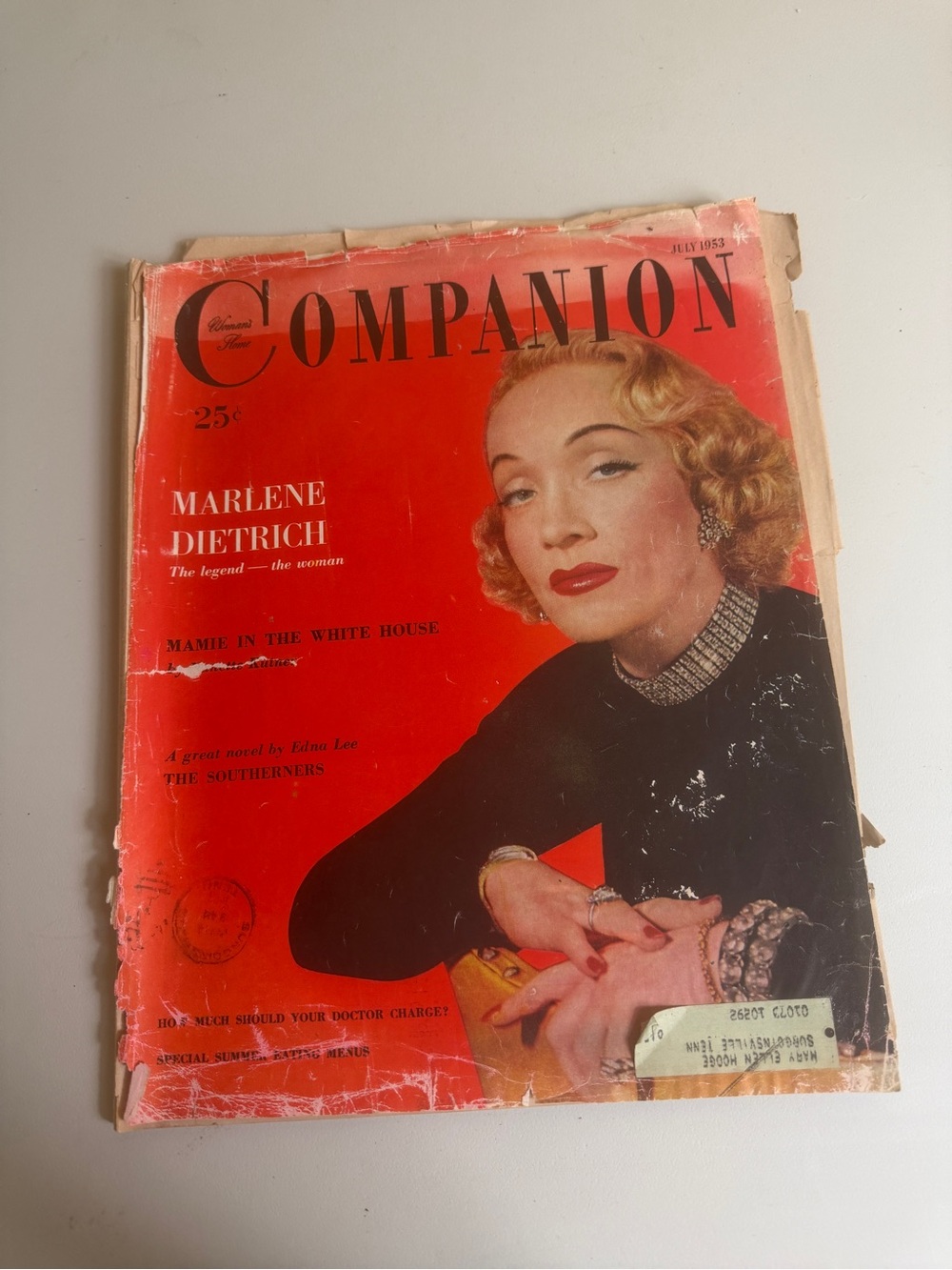 1953 Woman’s Home Companion Marlene Dietrich Cover Vintage Art Scrap Craft